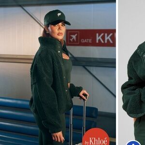 Fabletics Dark Green Teddy Jacket